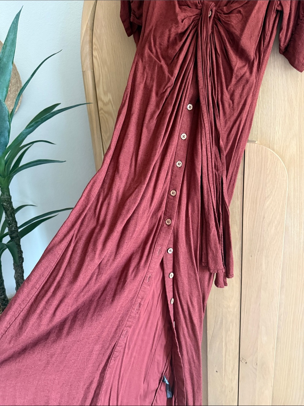Free People Rust Red Maxi Dress with Front Tie - Picture 5 of 5